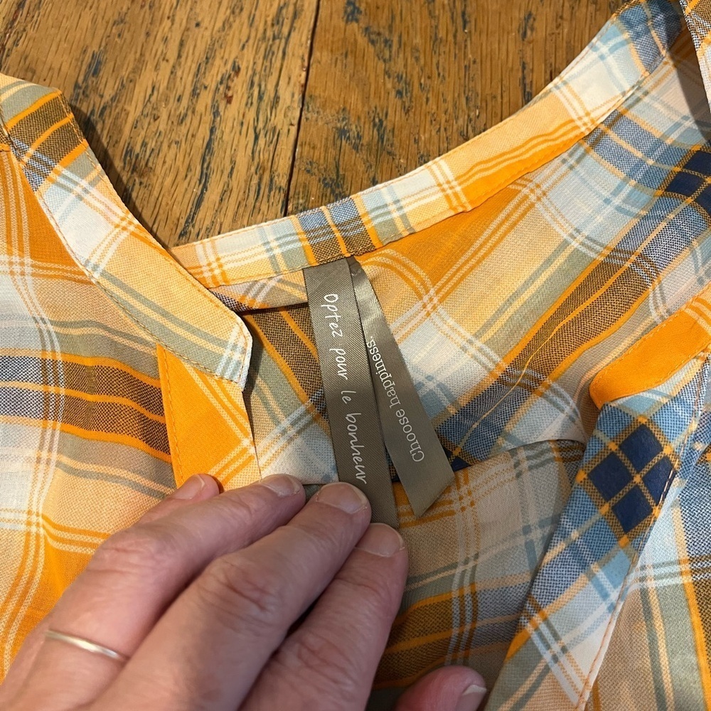 PENNINGTONS – Orange & Blue Plaid Button-Up Blouse – Size 3X - Picture 3 of 11